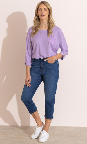 Cropped Slim Leg Jeans - Blue