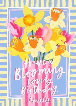 Floral Daffodil Bouquet Personalised Birthday Card