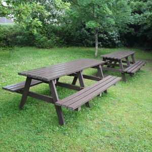 Large Picnic Table - 780 x 440 x 2000 x 1460 -Black Legs/Undercarriages-GREY