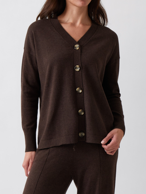 Cotton Cashmere Cardi in Cocoa