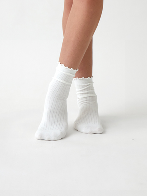 Cotton Cashmere Lounge Socks in Ivory