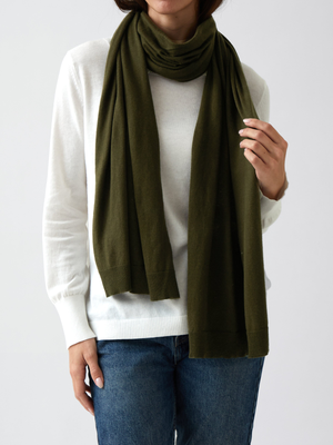 Cotton Cashmere Scarf in Olive