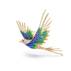 Bluebird Crystal Statement Brooch - Gold (one size)