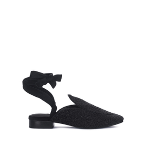 Kuba African Intricate Embroidery Mules In Black By Rag & Co (8 UK)