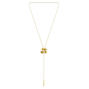 Sliding Flower Pendant Lariat Gold Necklace (one size)