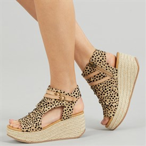 Blowfish Womens Malibu Lacey Wedge Espadrille Sandals Leopard