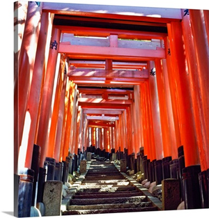 Red Torii Arches Over Steps At Inari Temple