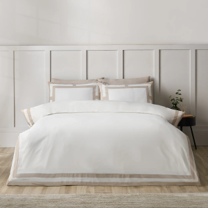 So Soft Mono Panel Duvet Cover Set - Natural King Size 220x230cm