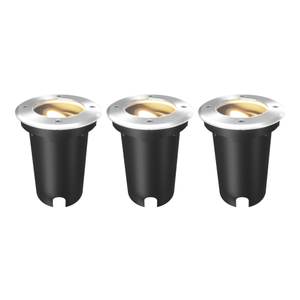 3x LED Bodeneinbaustrahler Rund - IP67 – GU10 – Edelstahl – 1M Kabel - Schwenkbar