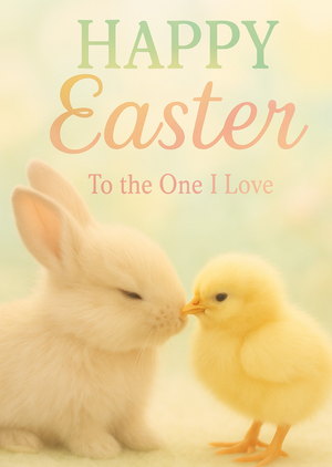 Cute Bunny And Chick One I Love Easter Card