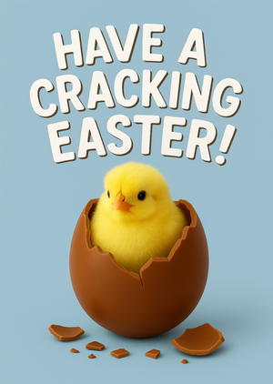 Cute Chick In Cracked Chocolate Egg Easter Card