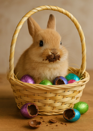 Cute Photographic Bunny In Easter Egg Basket Card