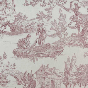 Tissu toile de Jouy demi-natté – Grande largeur – Rouge