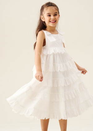 Yasmine Bow Strap Detail Tiered Midaxi Dress