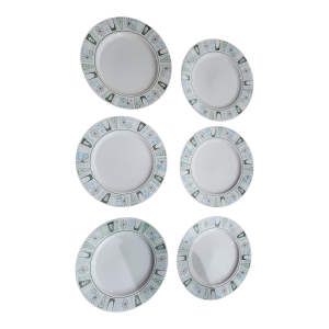 1960s Mid Century Modern Taylor Smith Taylor Cathay Ironstone Dinner Plates - Set of Six