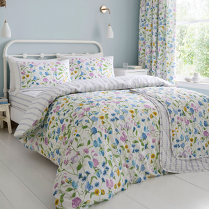 Dreams & Drapes Sweetpea Floral Duvet Cover Bedding Set Lilac