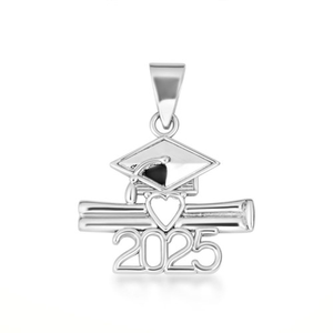 .925 Sterling Silver Class Of 2025-2026 Diploma Graduation Cap Pendant Necklace