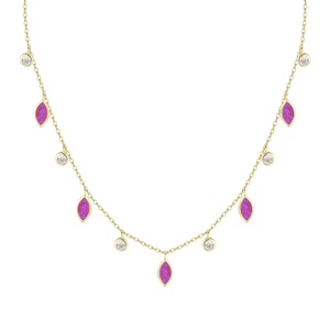 Drops Of Spring Opal Necklace - Fuchsia (18")
