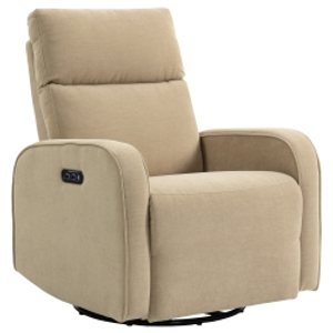 HOMCOM Sillón Relax Reclinable Eléctrico Giratorio y Balancín con Doble Motor Reposacabezas Ajustable Puertos USB Reposapiés