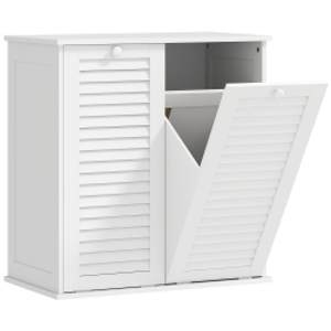 HOMCOM Mueble de baño con 2 cestas y puertas persianas, 70 x 38 x 73 cm, blanco