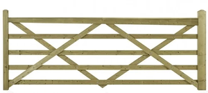 Somerfield 12' Wide Green Softwood Treated 5 Bar PAR Gate L/H