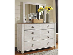 Willowton Whitewash Dresser & Mirror (Online Special Price)