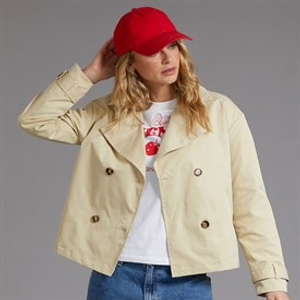 Bench Womens Hip Length Trench Coat Beige
