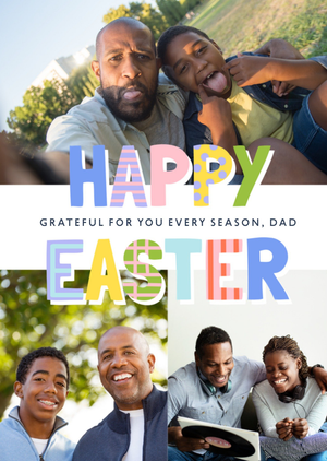 Colourful Typography Happy Easter Dad Photo Upload Card