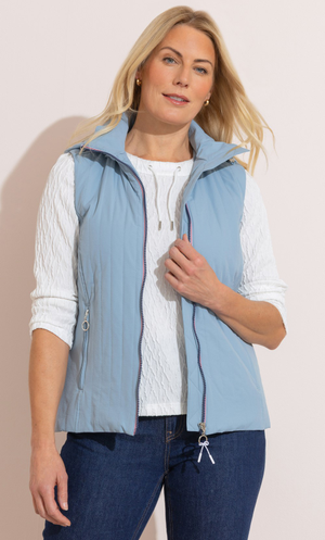 Anna Rose Lightweight Padded Hooded Gilet - Blue