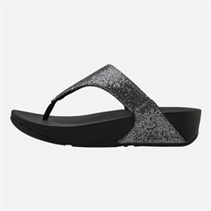 FitFlop Womens Lulu Glitterball Toe Post Sandals Silver