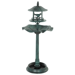 Outsunny 3-in-1 Garden Bird Bath, Freestanding Birdbath with Large Water Basin, Underneath Flower Planter, Φ50 x 113 cm, Green