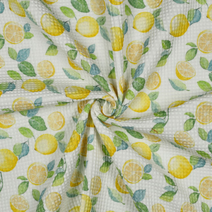 Tissu torchon nid d´abeille d'imprimé - Citrons