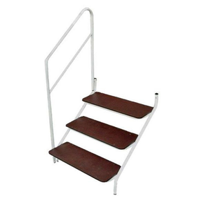 3 Tread Step Stainless Steel with Handrail - White