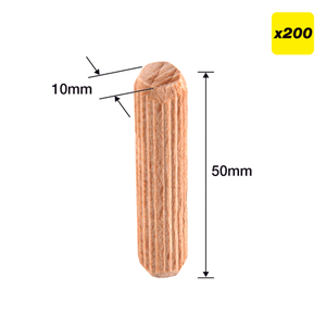 DWL/10X50/200 - 10 x 50mm Wooden Dowels, 200 pack