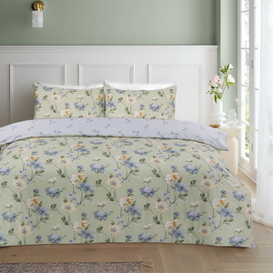 Bloomsbury Green Cotton Rich Duvet Cover Set