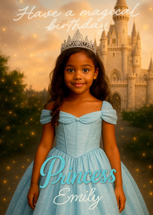 Princess In Blue Dress Face Swap Have A Magical Birthday Card