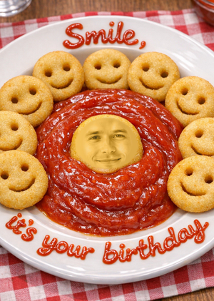 Funny Smiley Potato Faces Face Swap Birthday Card