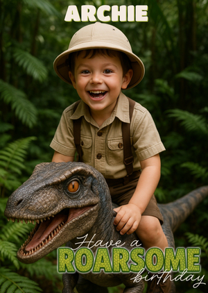 Have A Roarsome Birthday Face Swap Dinosaur Card