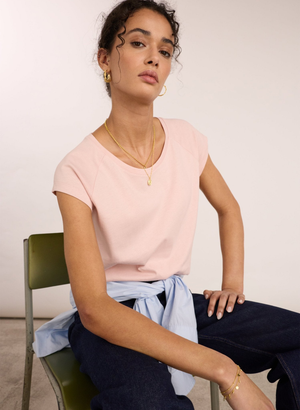Catherine Organic Cotton Tee - UK 16 | EU 42 | US 12 / Powder Pink