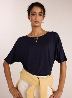 Carrie Relaxed Boat Neck Tee - UK 14 | EU 40 | US 10 / Classic Navy