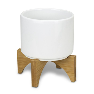 Ceramic Planter Pot with Bamboo Stand