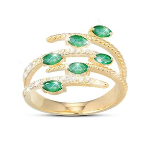 Genuine Gemstone Emerald Garden Ring Size 8