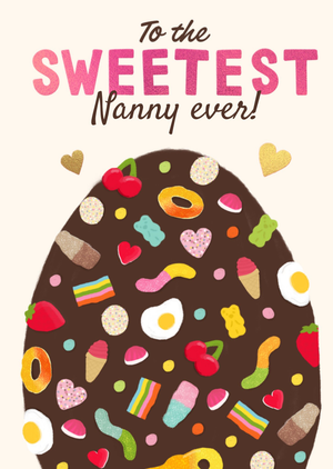 To the Sweetest Nanny Ever Typography Illustrated Easter Card