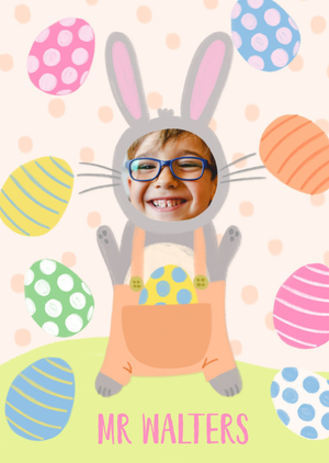 Bunny And Eggs Photo Upload Easter Card