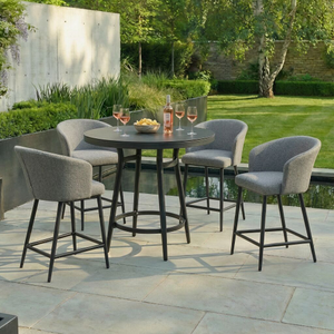 Maze - Outdoor Fabric Zen 4 Seat Low Round Bar Set - Zinc Grey