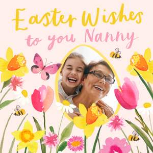 Easter Wishes To You Nanny Photo Upload Watercolour Floral Card