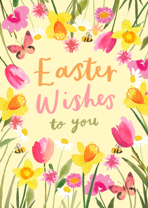 Watercolour Flowers Easter Wishes To You Card