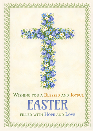 Wishing You A Blessed And Joyful Easter Illustrated Floral Cross Card