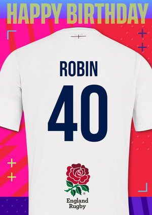 England Rugby Shirt 40th Birthday Card