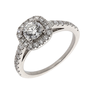 Pre-Owned 18ct White Gold 1.00ct Diamond Halo Cluster Ring